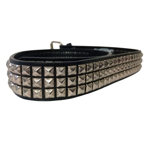 Hot Topic Pyramid Studded Belt 34 NEW FAUX Black Leather Studs Punk Goth Rocker. - Picture 9 of 16